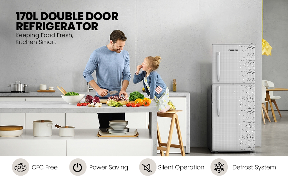 Nikai 170L Double Door Refrigerator - ‎NRF170DN3M