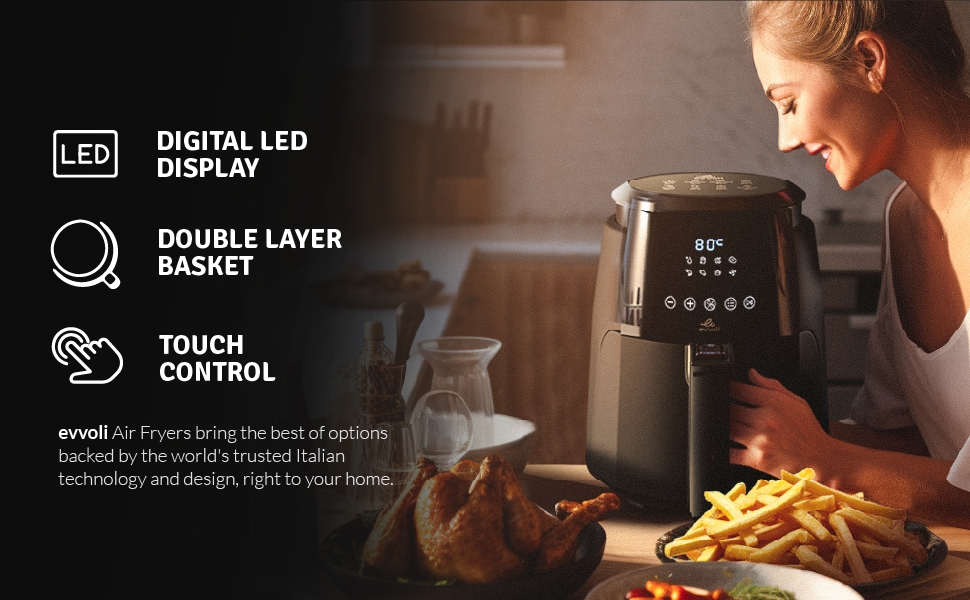 Evvoli 4L Digital Air Fryer