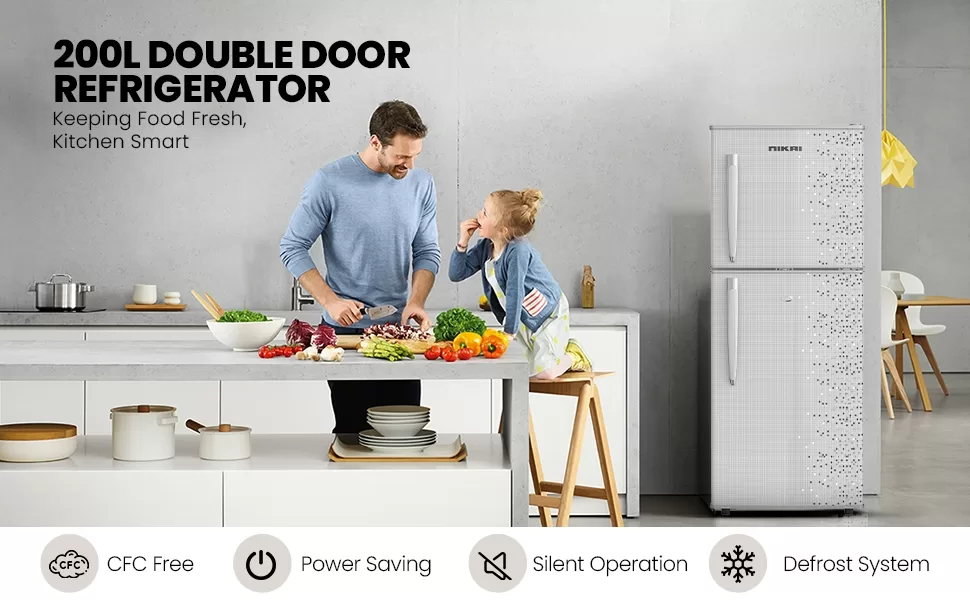 Nikai 200L Double Door Refrigerator