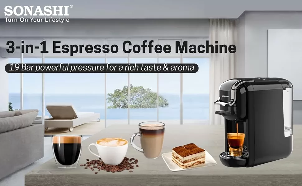 Sonashi 3 in 1 Multifunction Espresso Coffee Machine – SCM-4969B