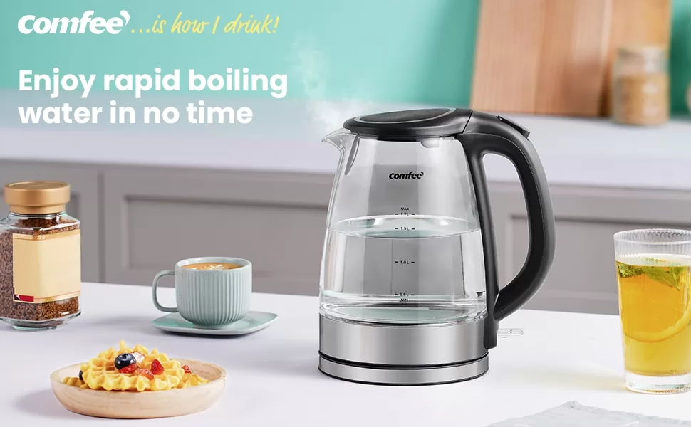 COMFEE' 1.7L Glass Electric Kettle